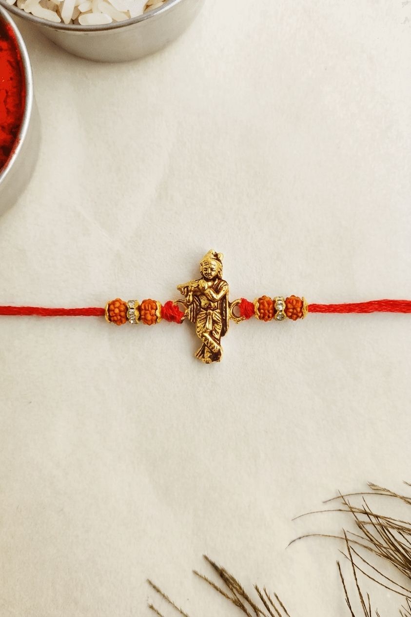 Shri Krishna oxidised Gold Rakhi Twin Pack for Raksha Bandhan