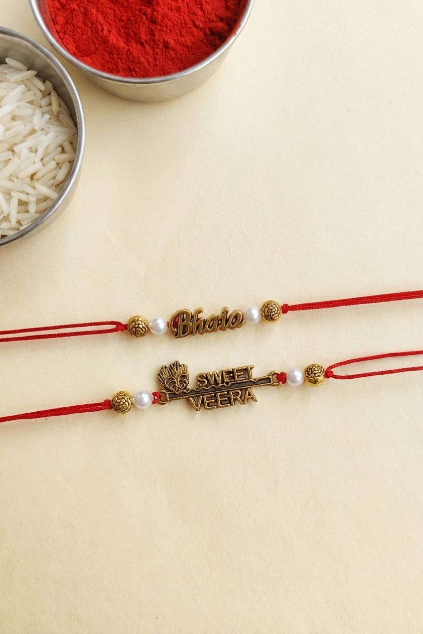 Oxidised Gold-Plated Rakhi Set of 2 for Brother – Adjustable 2026 Edition