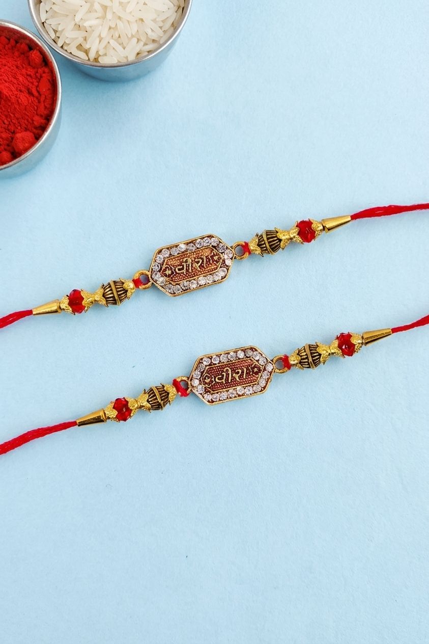 Veera Oxidised Gold Metal Rakhi Set for Cherished Bond