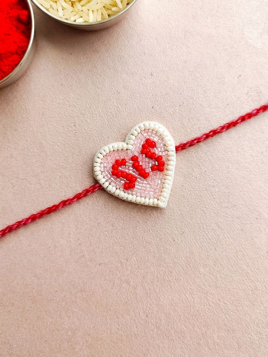 SiS Rakhi 2026 Handmade Pink Beaded Rakhi for Sister