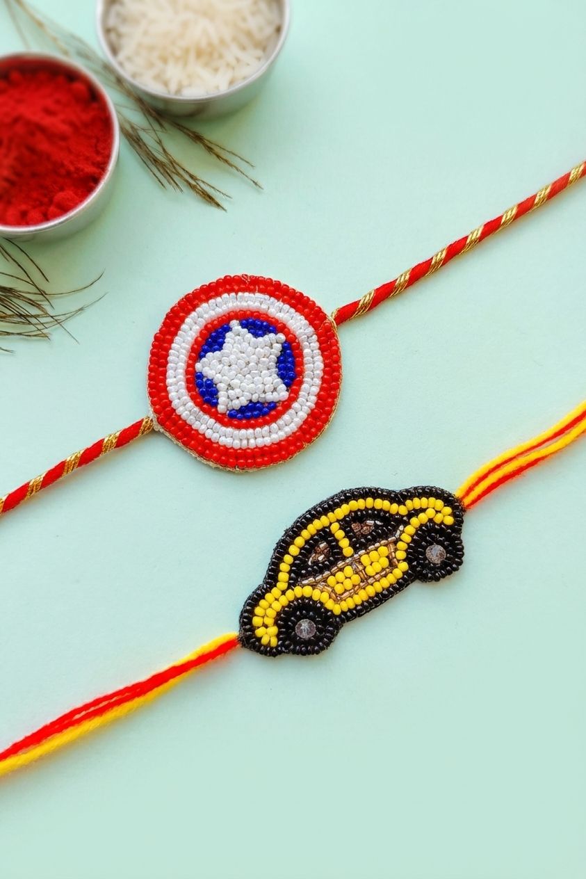 Kids Rakhi Set Captain America & Car Handmade Rakhi for Brother 2026