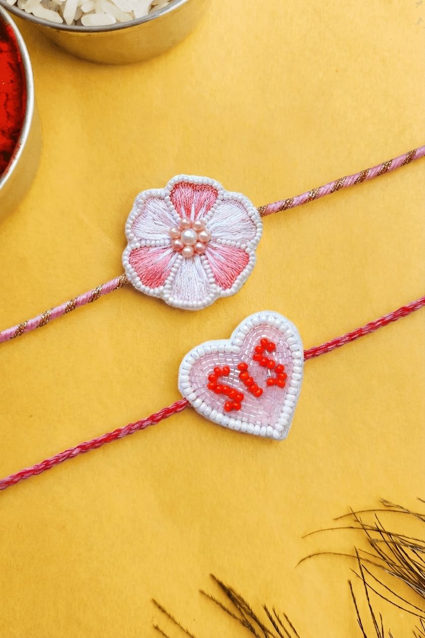 Handmade Pink Flower Rakhi Set for Sister & Bhabhi 2026