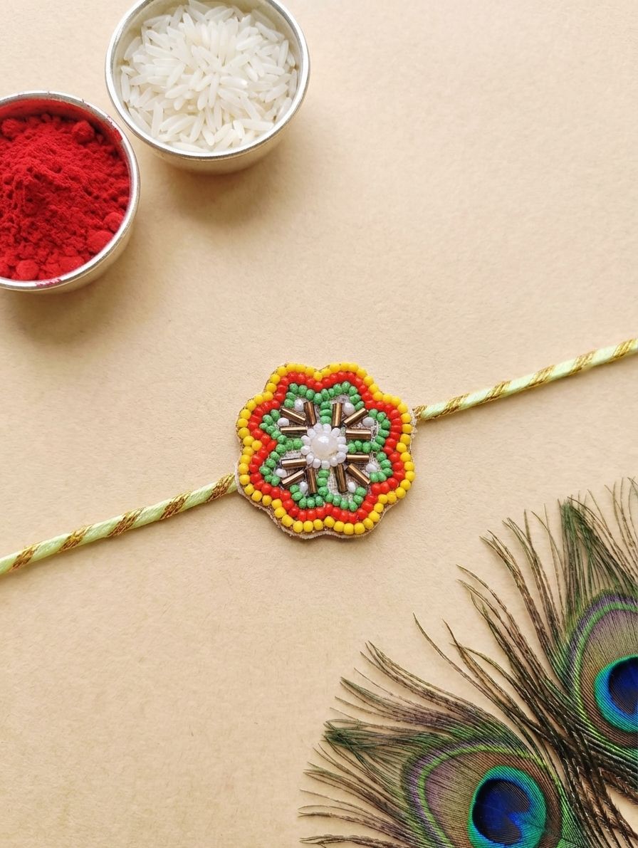 Handmade Multicolor Flower Rakhi for Brother & Bhabhi 2026 Duo