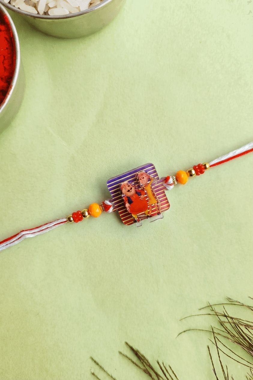 Motu Patlu Kids Rakhi for Brother 2026 Adjustable Wooden Band