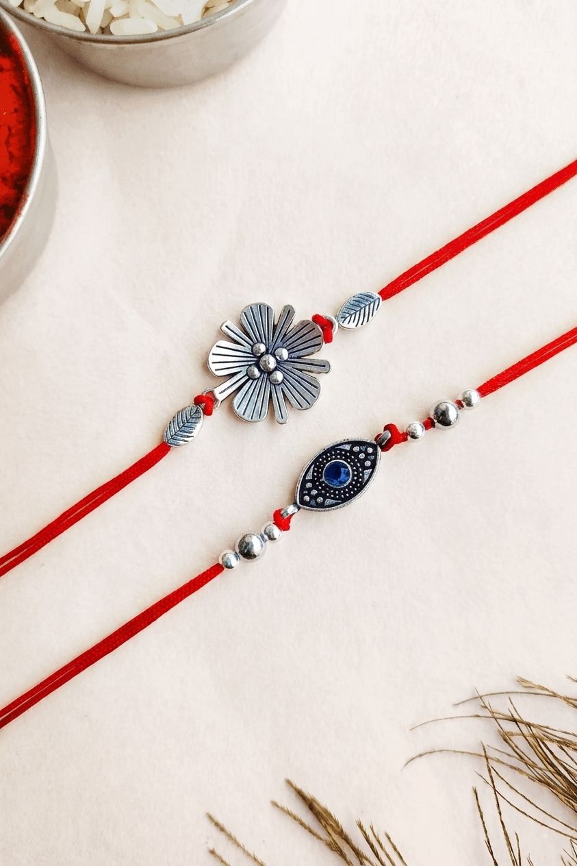 Oxidised Silver Rakhi for Brother-Bhabhi New Handmade Set 2026