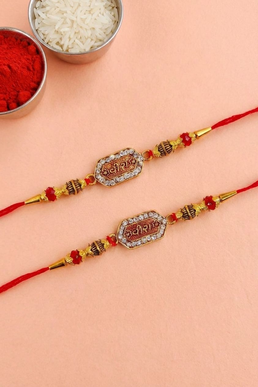 Veera Oxidised Gold Metal Rakhi Set for Cherished Bond