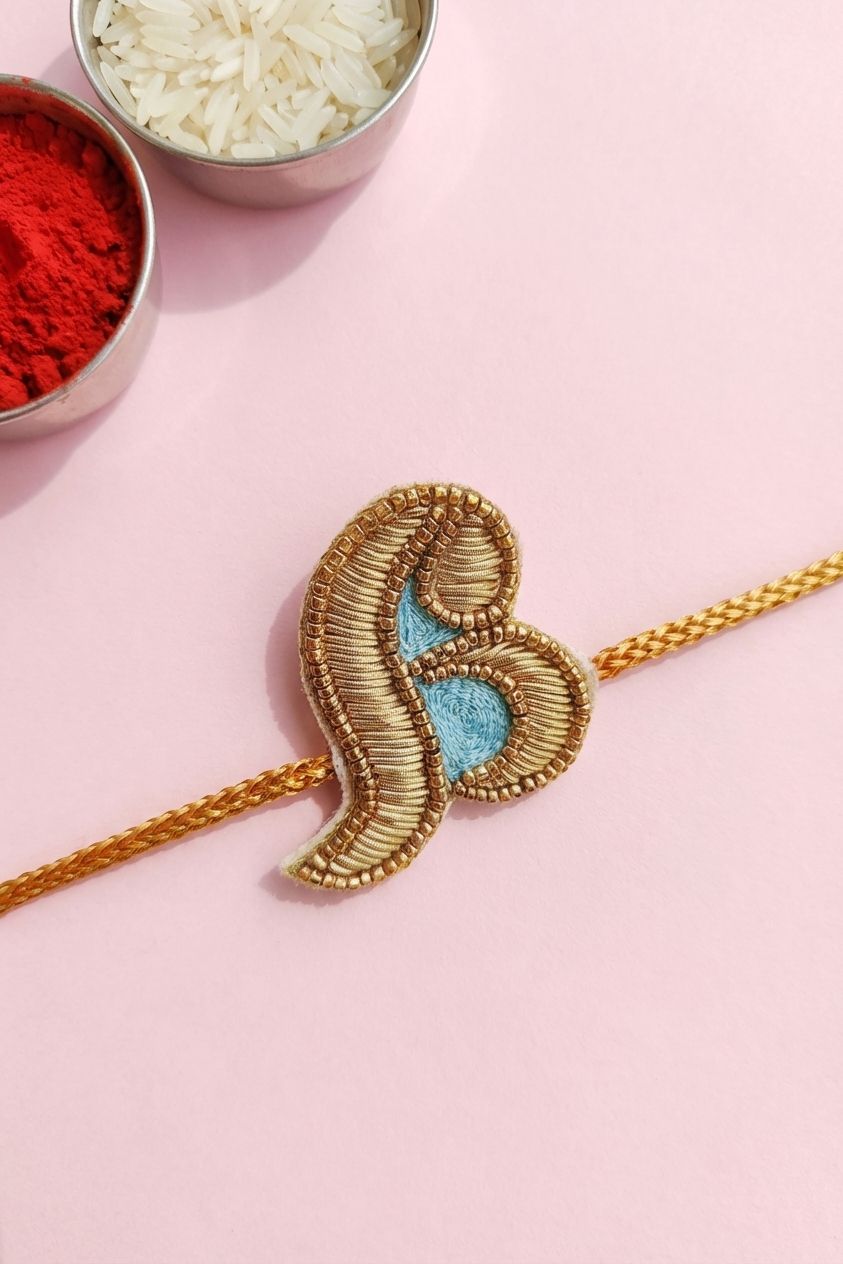Handmade Rakhi with Gold Initial A for Brother – Rakhi 2026 Exclusive