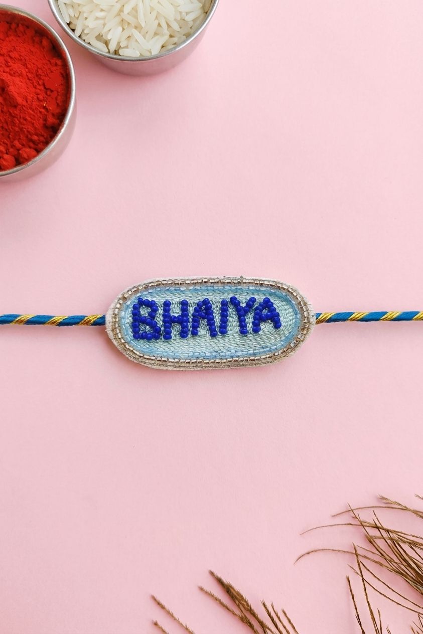 Handmade Blue Bhaiya Rakhi for Brother with Roli Chawal Set 2026