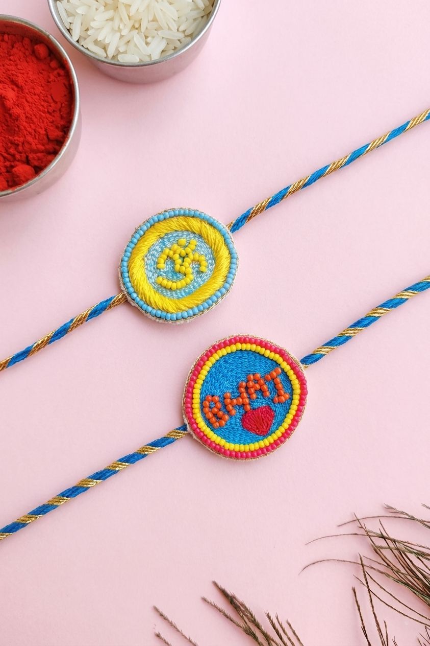 Handmade Rakhi Set 2026 – OM Rakhi for Bhai-Bhabhi, Tradition & Style