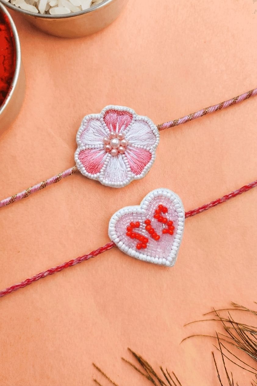 Handmade Pink Flower Rakhi Set for Sister & Bhabhi 2026