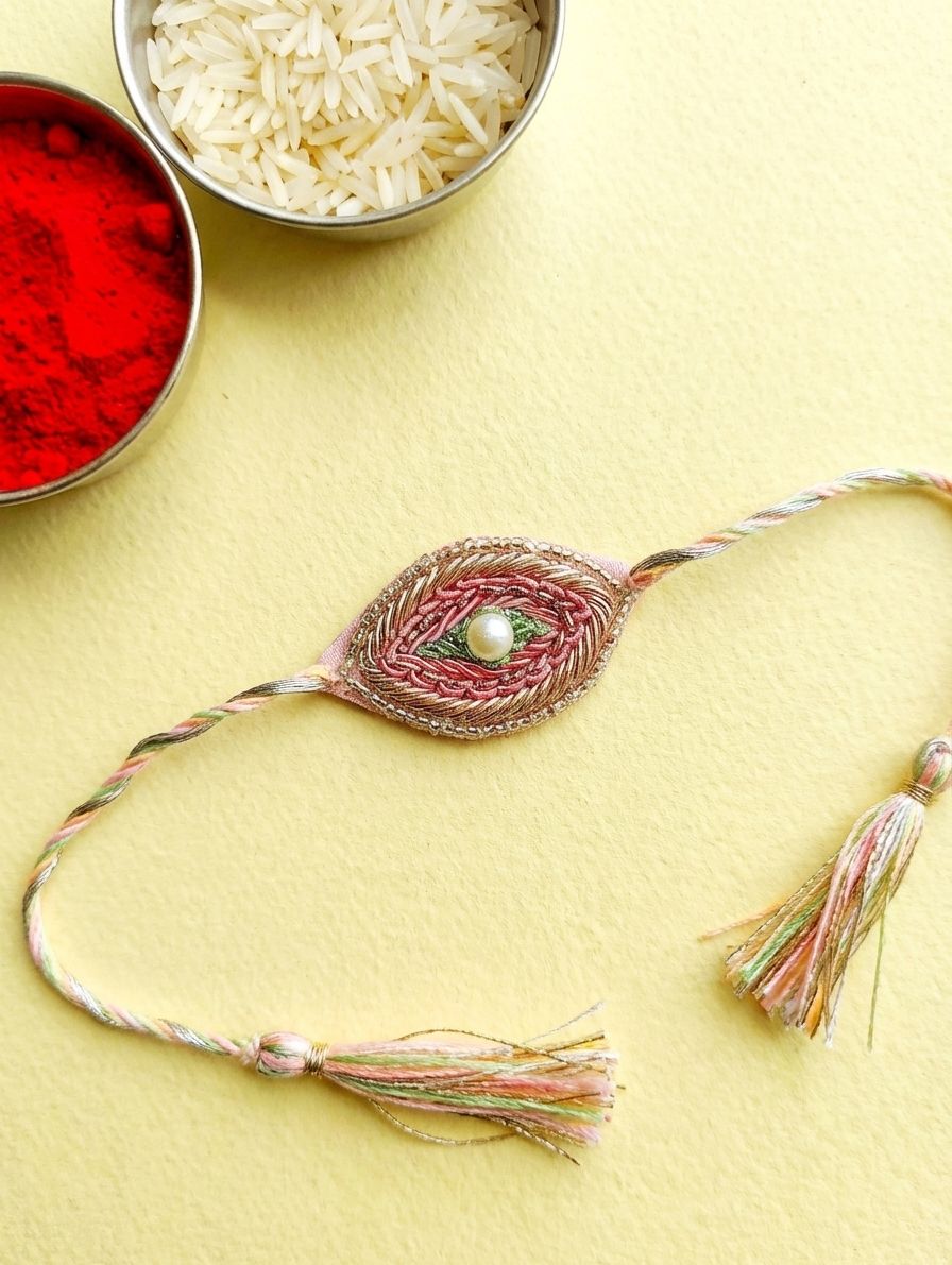 Pink Evil Eye Handmade Rakhi 2026 – Adjustable Bracelet for Sisters & Bhabhis