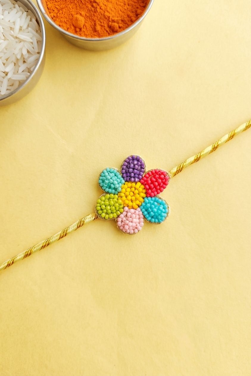 Multicolored Floral Handmade Rakhi 2026 – Contemporary Rakhi for Sisters & Bhabhis