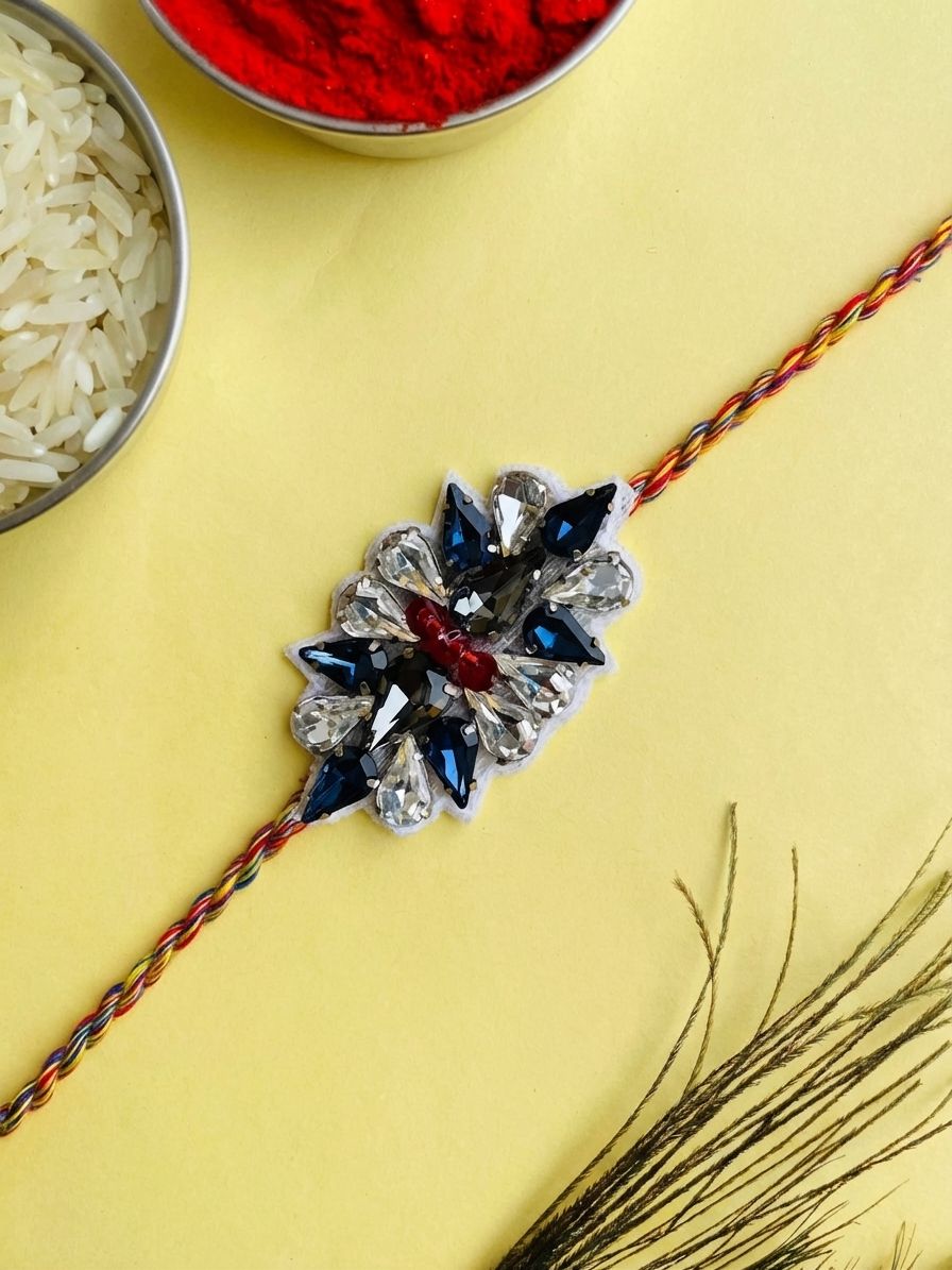 White-Blue Rakhi 2026 | Crafted for Raksha Bandhan