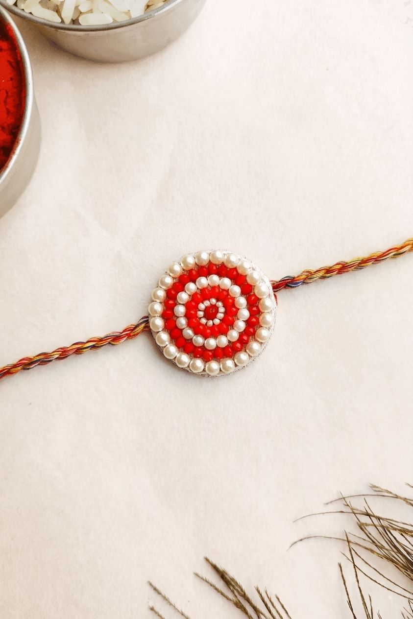 Red-White Handmade Rakhi for Brother – Festive Rakhi 2026 Gift Online