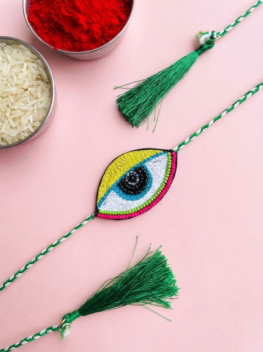 Evil Eye Handmade Rakhi 2026 – Unique 925 Silver Rakhi for Brother
