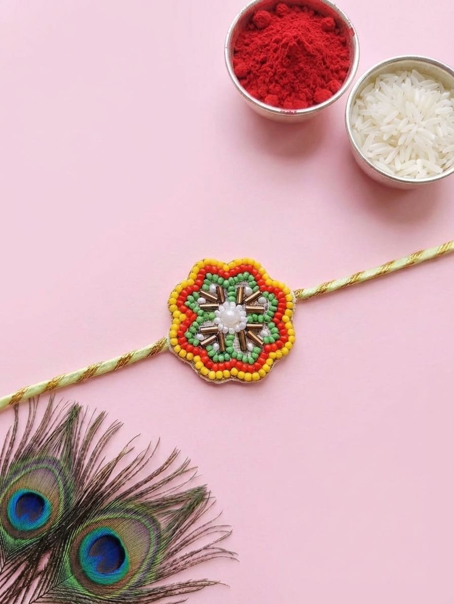 Handmade Multicolor Flower Rakhi for Brother & Bhabhi 2026 Duo