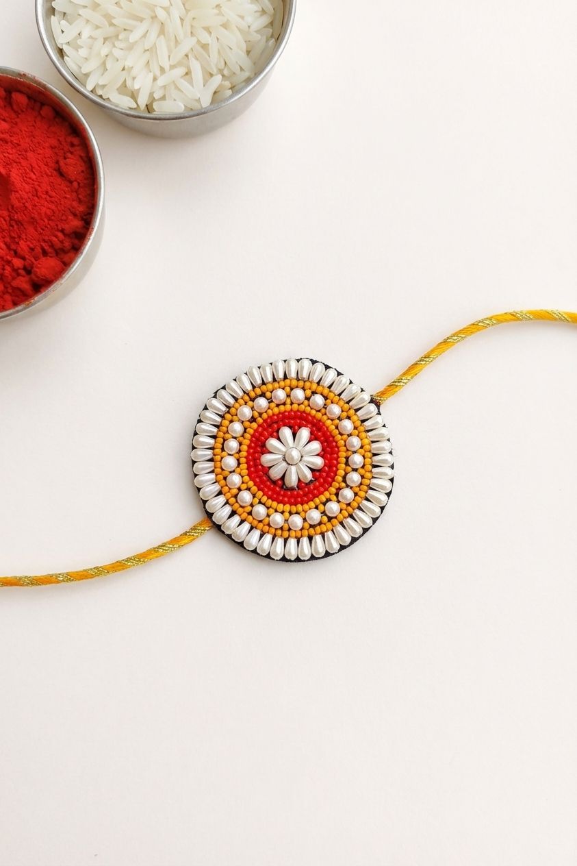 Handmade Pearl Rakhi Combo for Brother & Bhabhi – Rakhi 2026