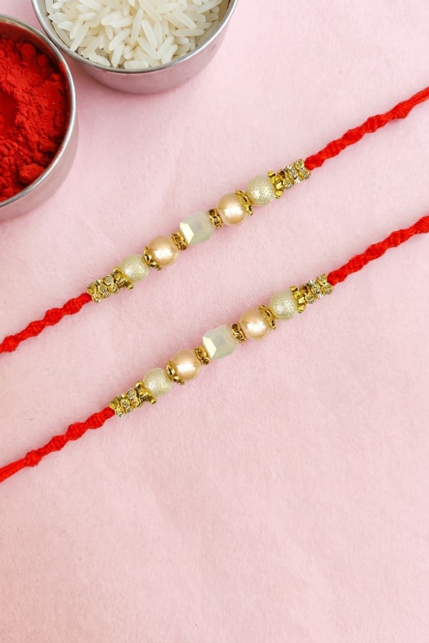 Handmade Pearl Bhaiya Bhabhi Rakhi Set Oxidized | Rakhi Online 2026