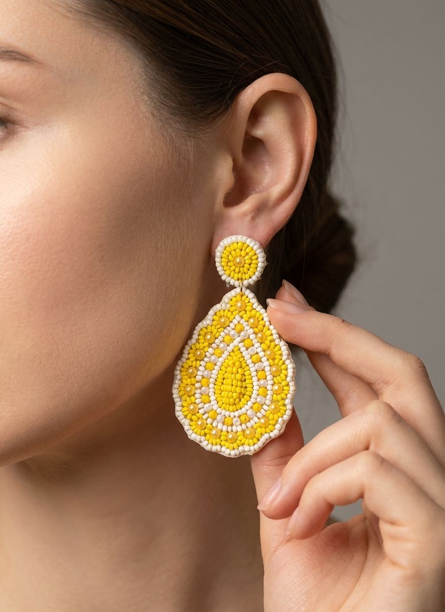 Gulnaaz Chic Chaandbali - Handmade Beaded Pink & White Earrings for Indian Style Enthusiasts