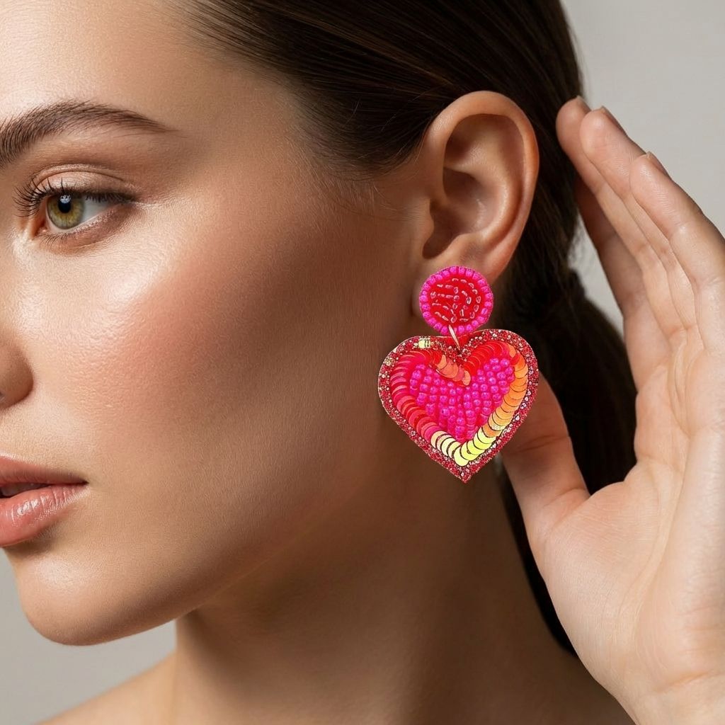 Pink Petite Heart Handcrafted Beaded Earrings for Fashion-forward Ladies