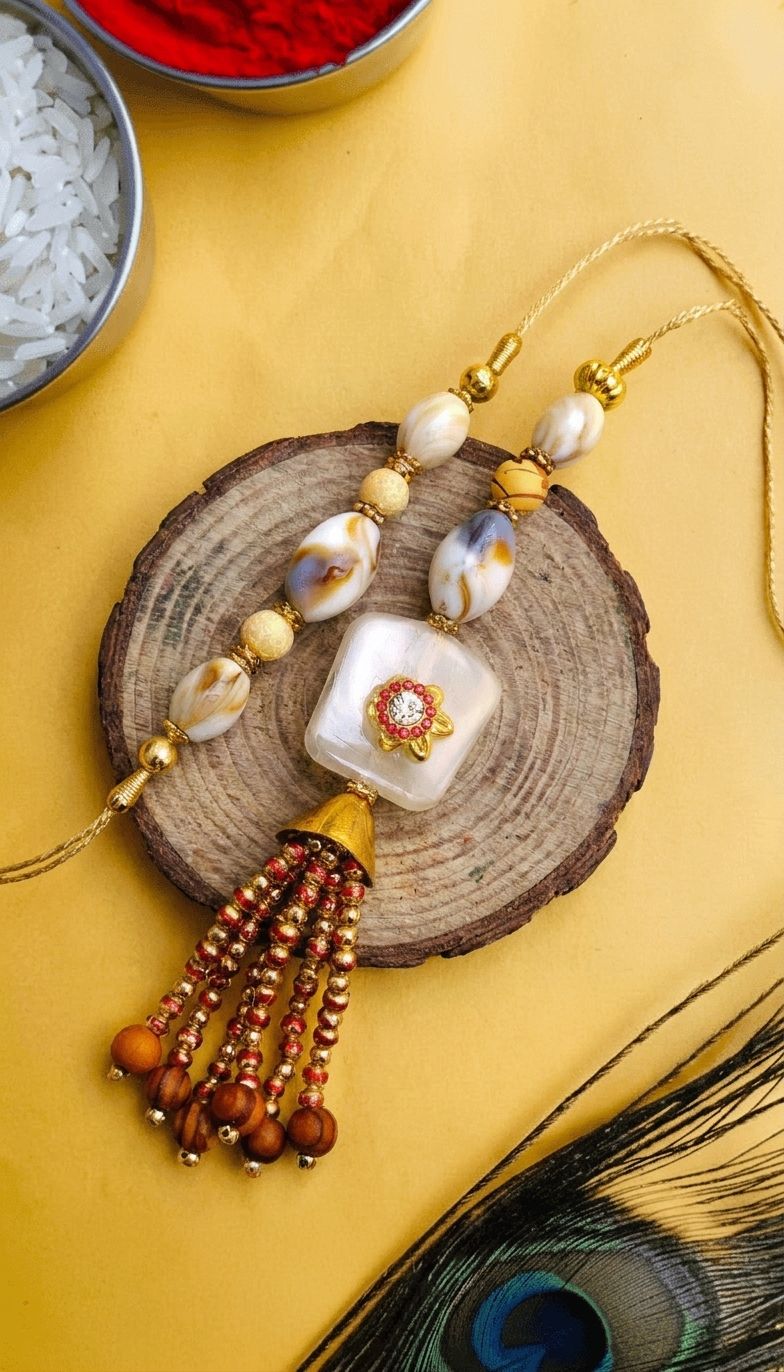 Sparkling Bhaiya Bhabhi Handmade & Kundan Rakhi Set