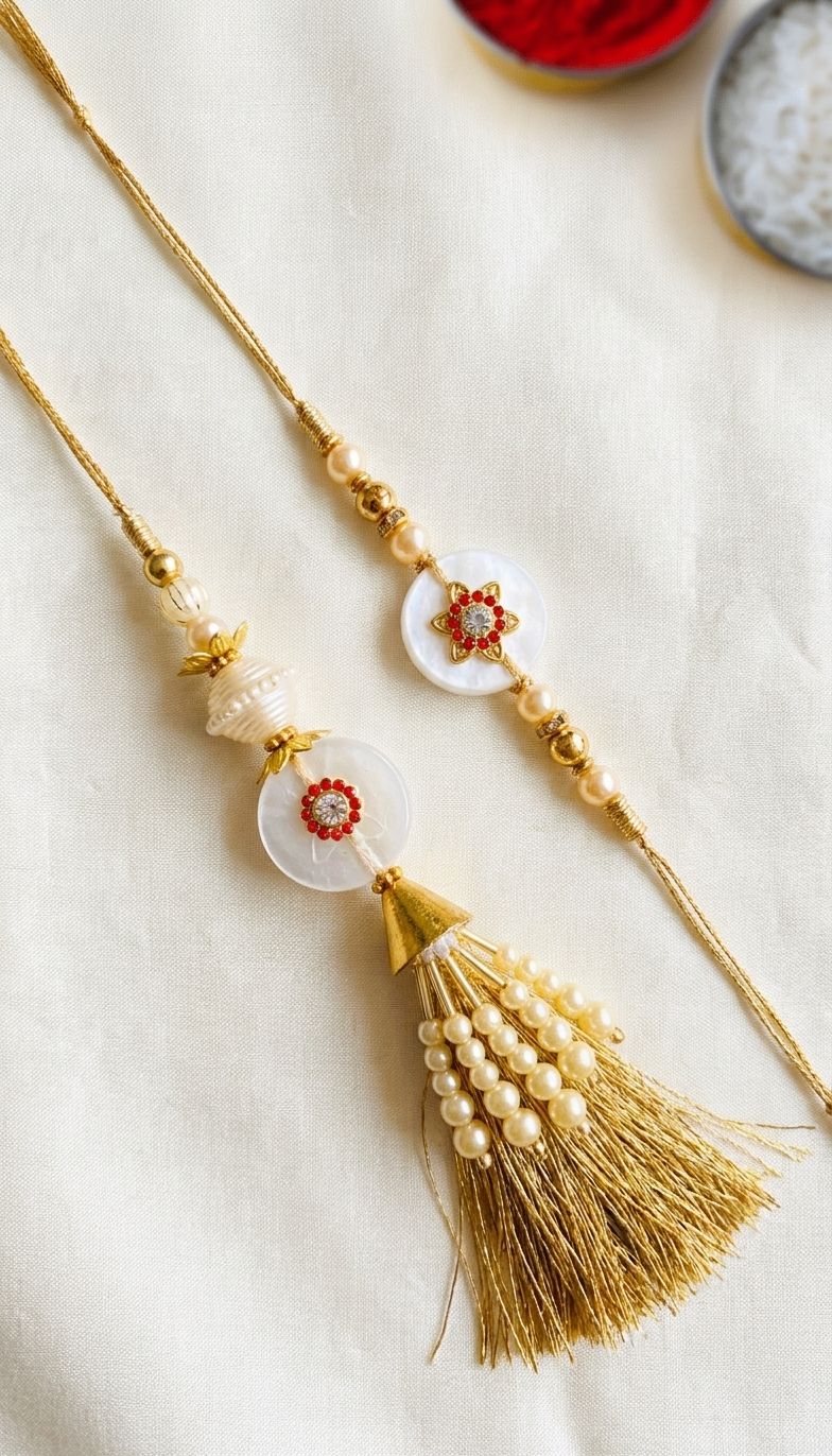 Elegant 2025 Kundan Rakhi Set: Style Bhaiya & Bhabhi
