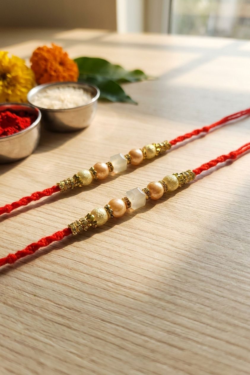 Handmade Pearl Bhaiya Bhabhi Rakhi Set Oxidized | Rakhi Online 2026