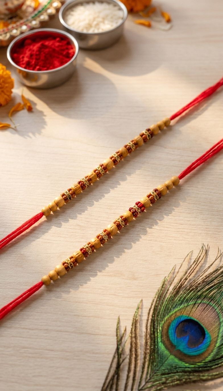Beads Rakhi Designs: Traditional Fancy Rakhi Gift Set for Brothers - Pack of 2