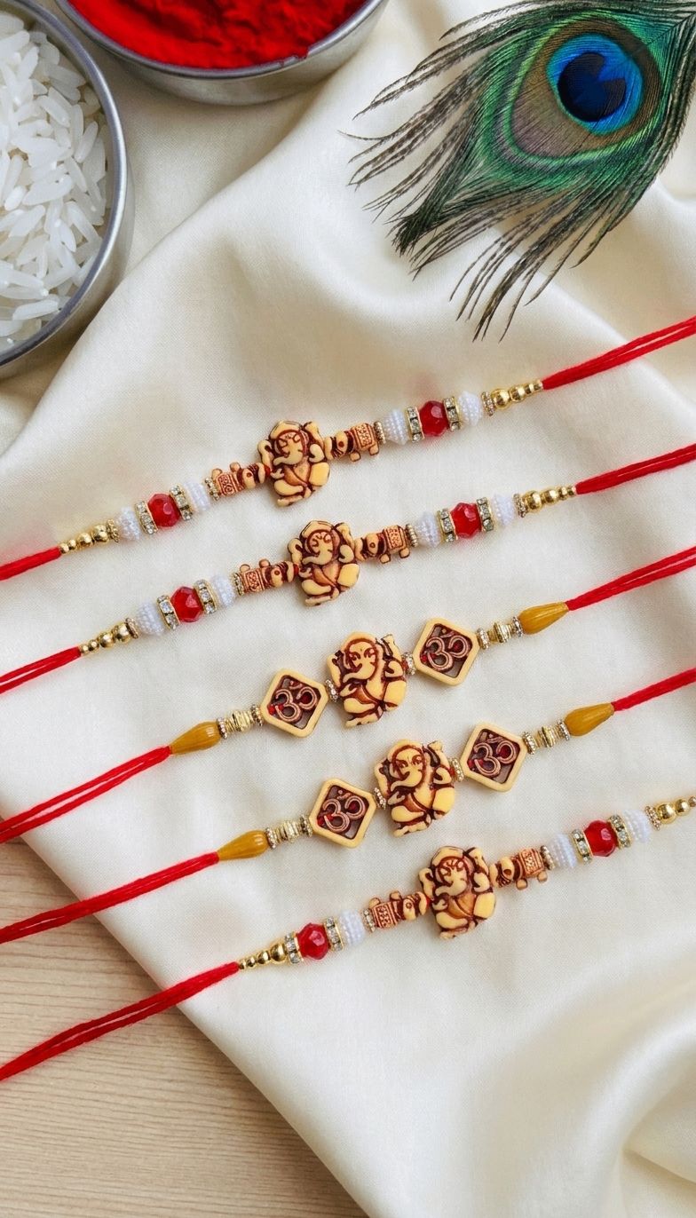 Ganpati Rakhi Making Ideas Set of 6 with Roli Chawal Tilak for Rakshabandhan