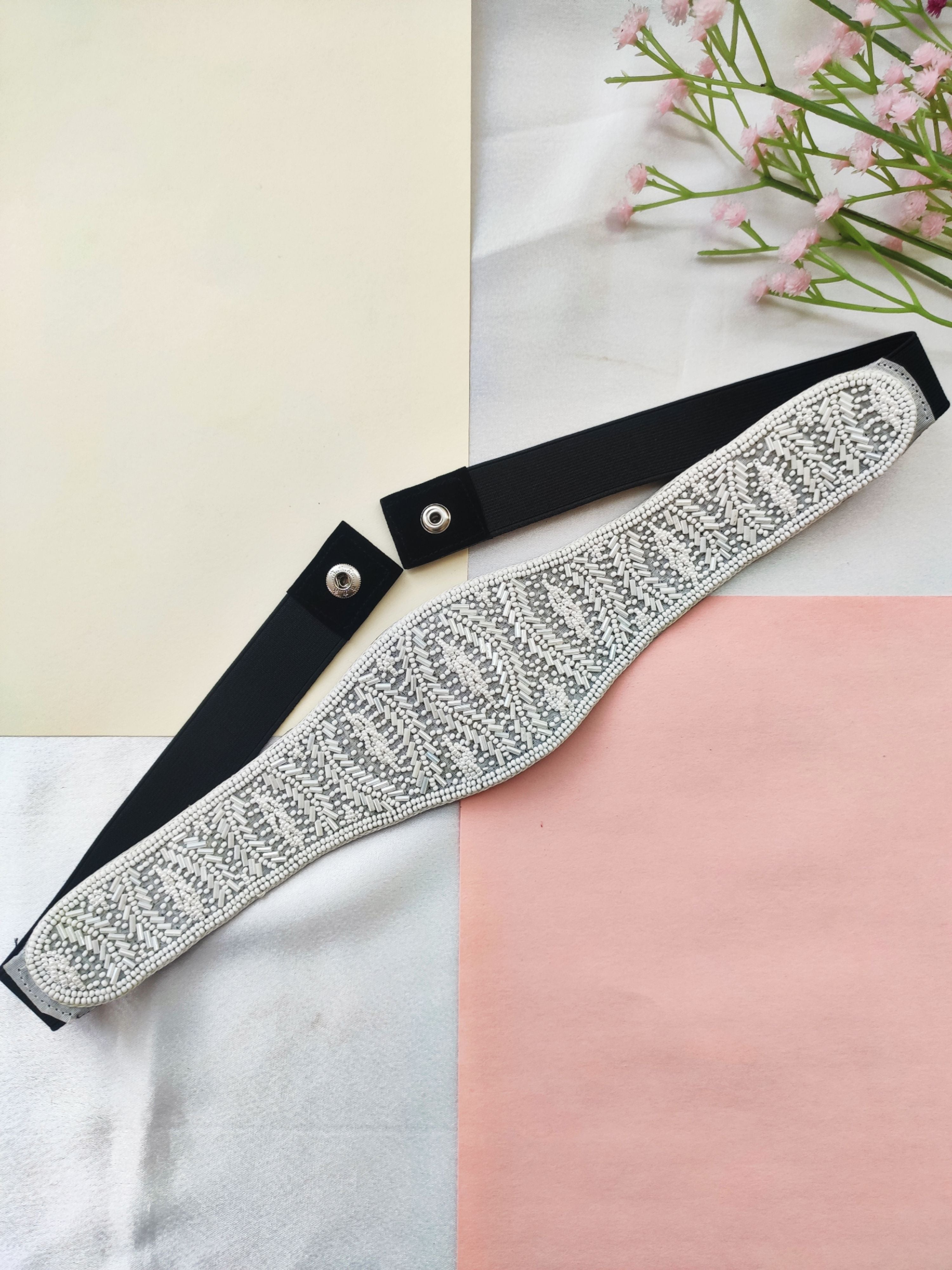 White Sequins Handmade Kamarband/ Waist Belt for Women/Girls