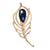 Blue Crystal Feather Brooch for Men and Women