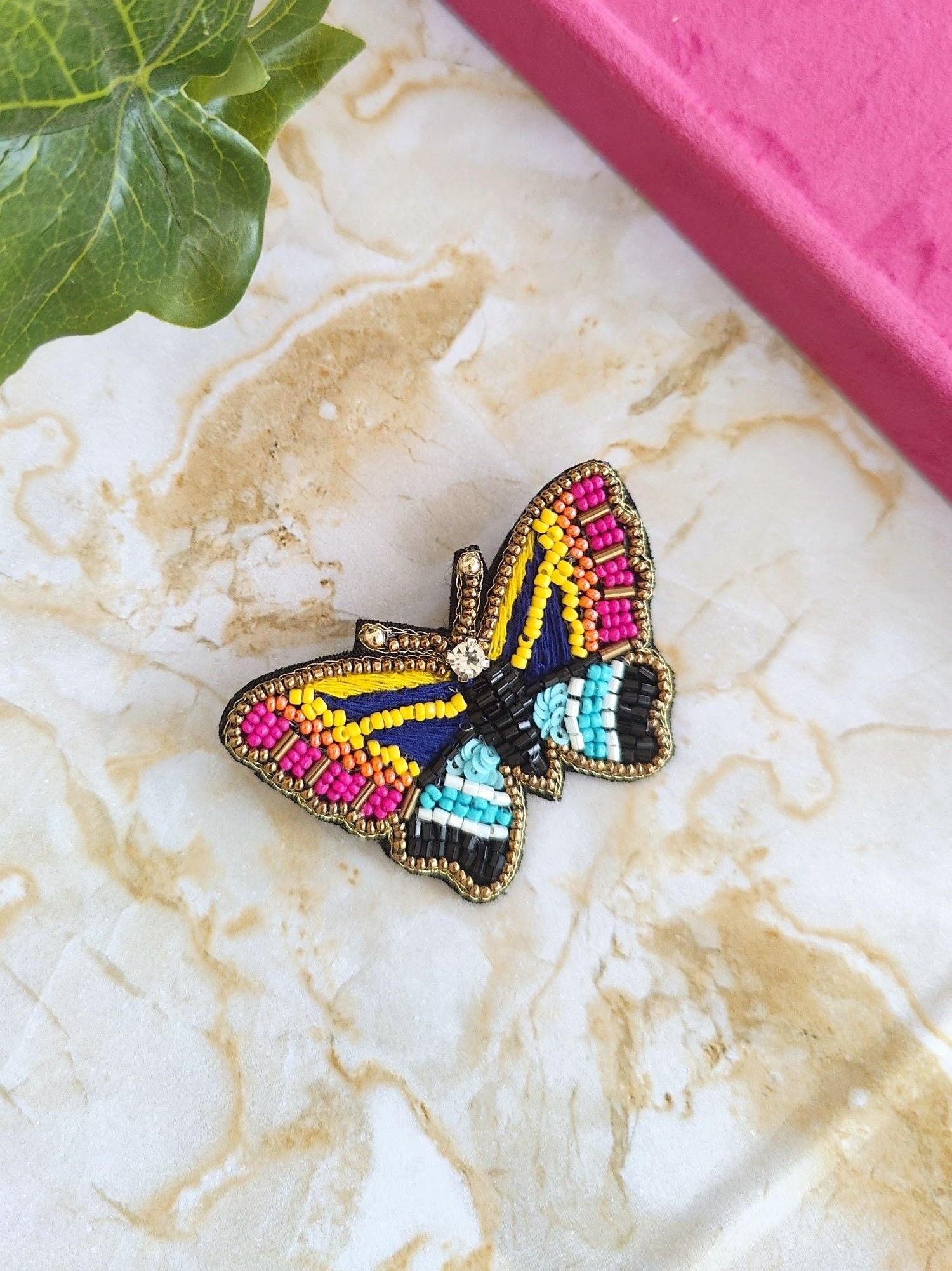 Butterfly Butterfly- Quirky Handmade Multicolored Beaded Brooch for Men and Women