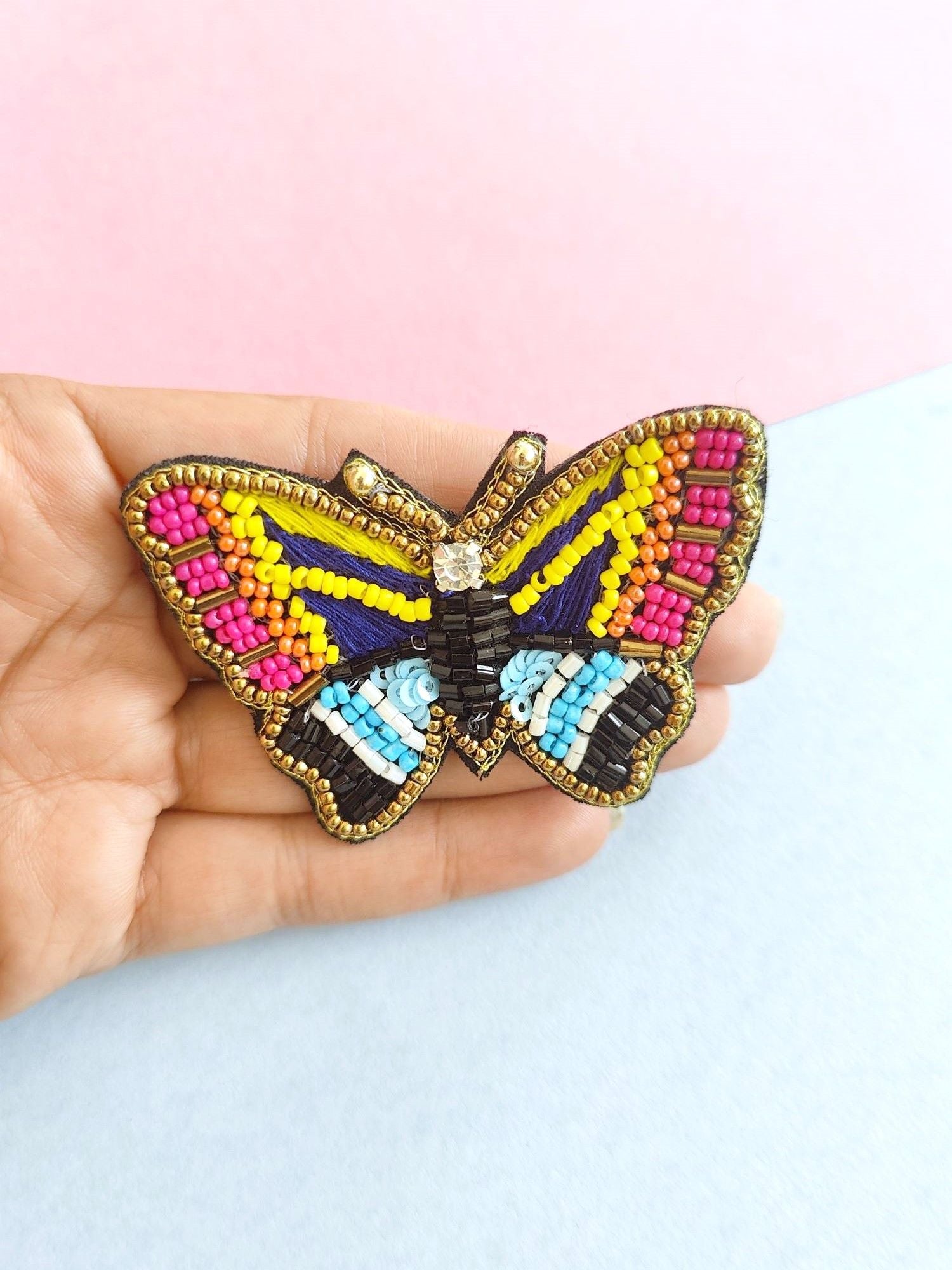 Butterfly Butterfly- Quirky Handmade Multicolored Beaded Brooch for Men and Women