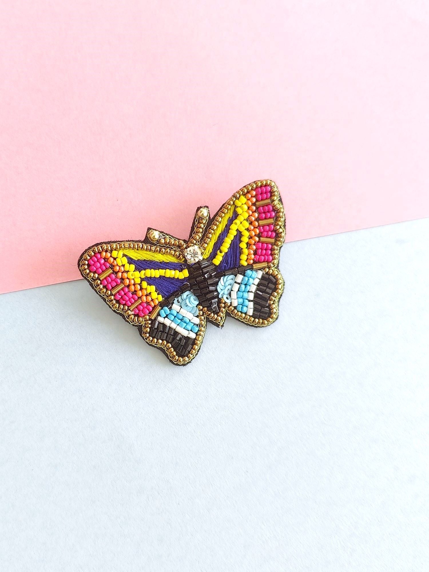 Butterfly Butterfly- Quirky Handmade Multicolored Beaded Brooch for Men and Women