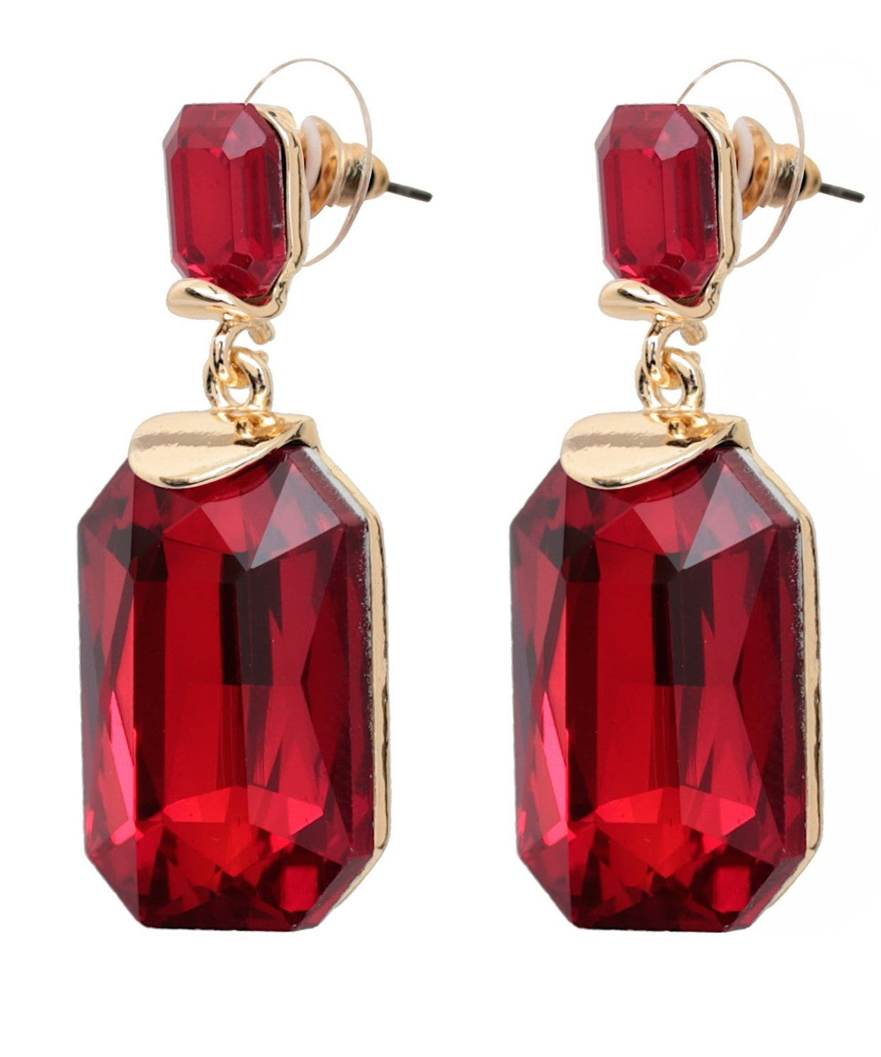 Vibrant Red Crystal Drop Earrings for Fashion-forward Seniors