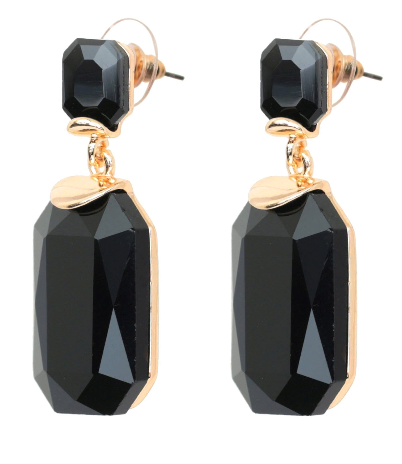 Fashionable Black Crystal Square Drop Earrings