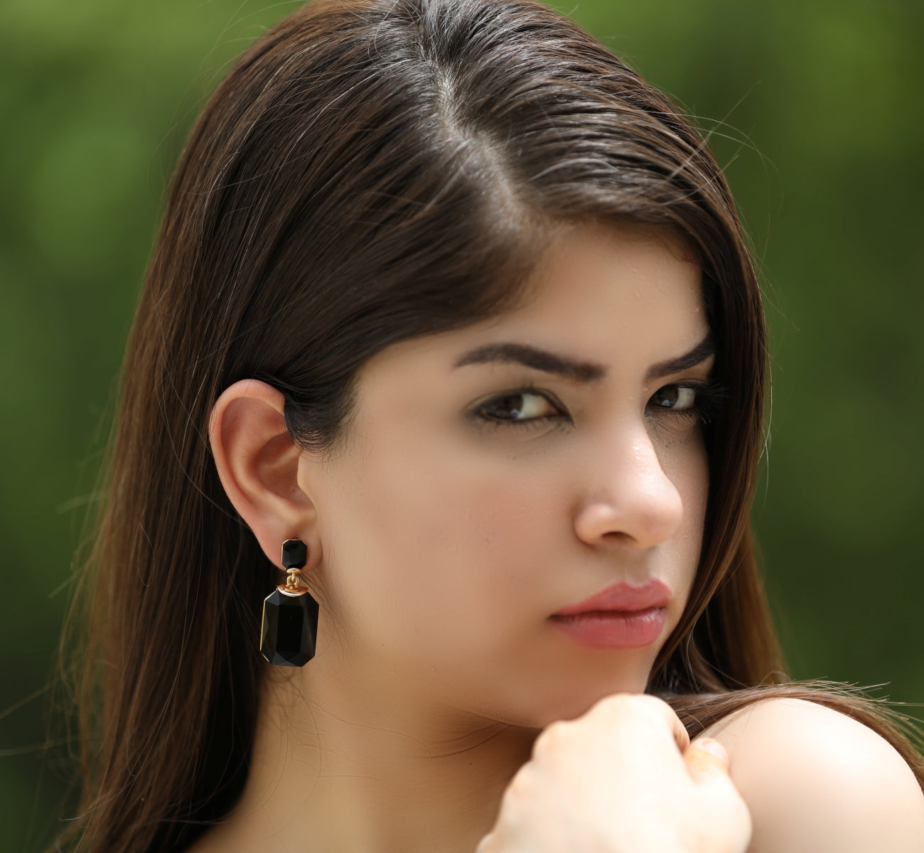 Fashionable Black Crystal Square Drop Earrings