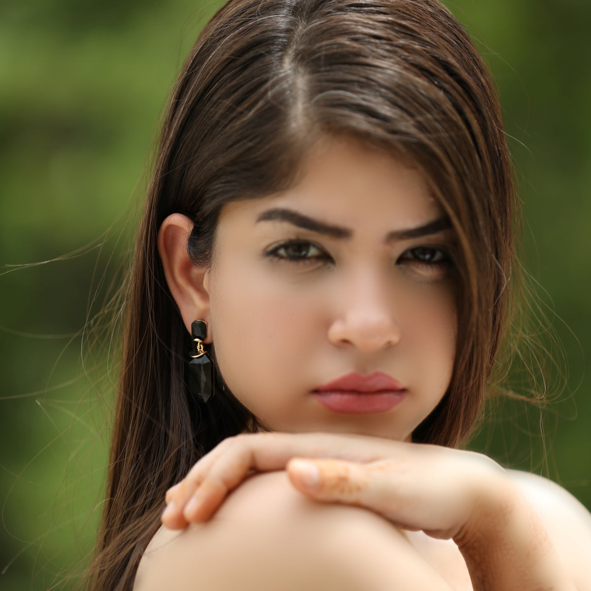 Fashionable Black Crystal Square Drop Earrings