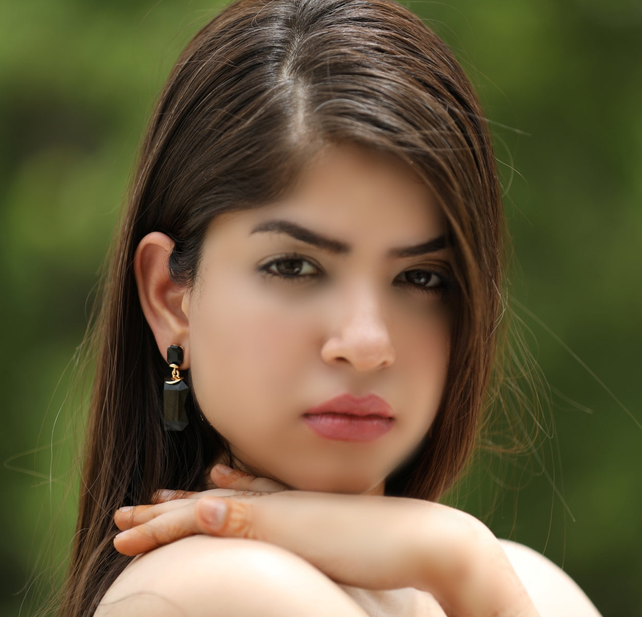 Fashionable Black Crystal Square Drop Earrings