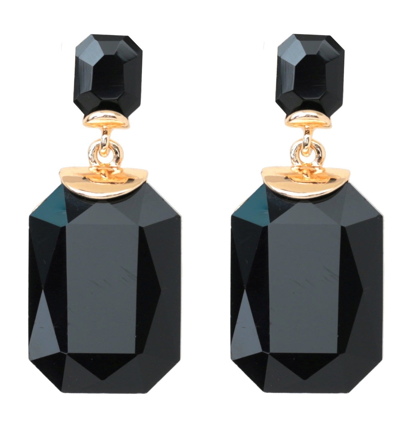 Fashionable Black Crystal Square Drop Earrings