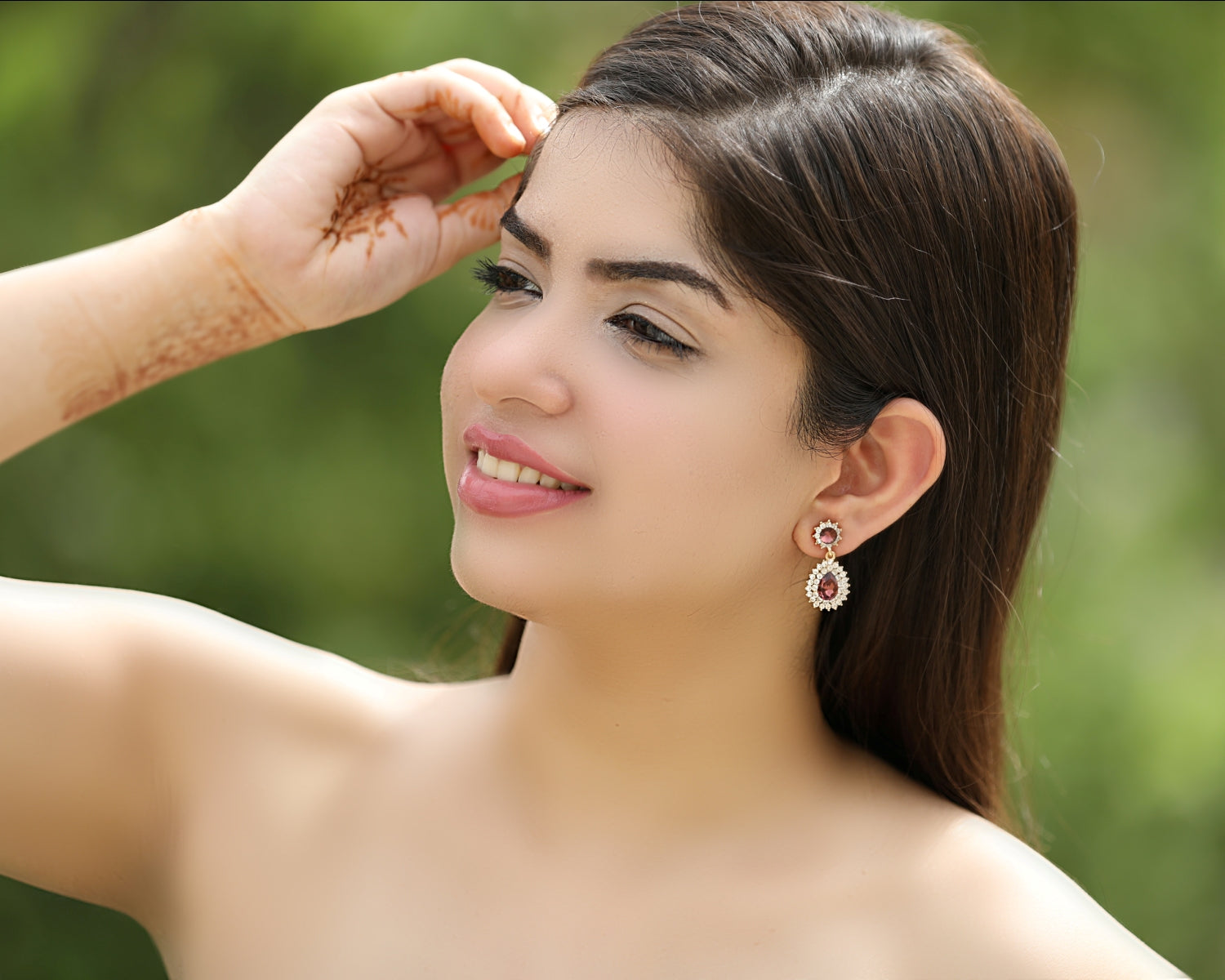 Brown Crystal Dangler Earrings for Fashionable Women and Girls