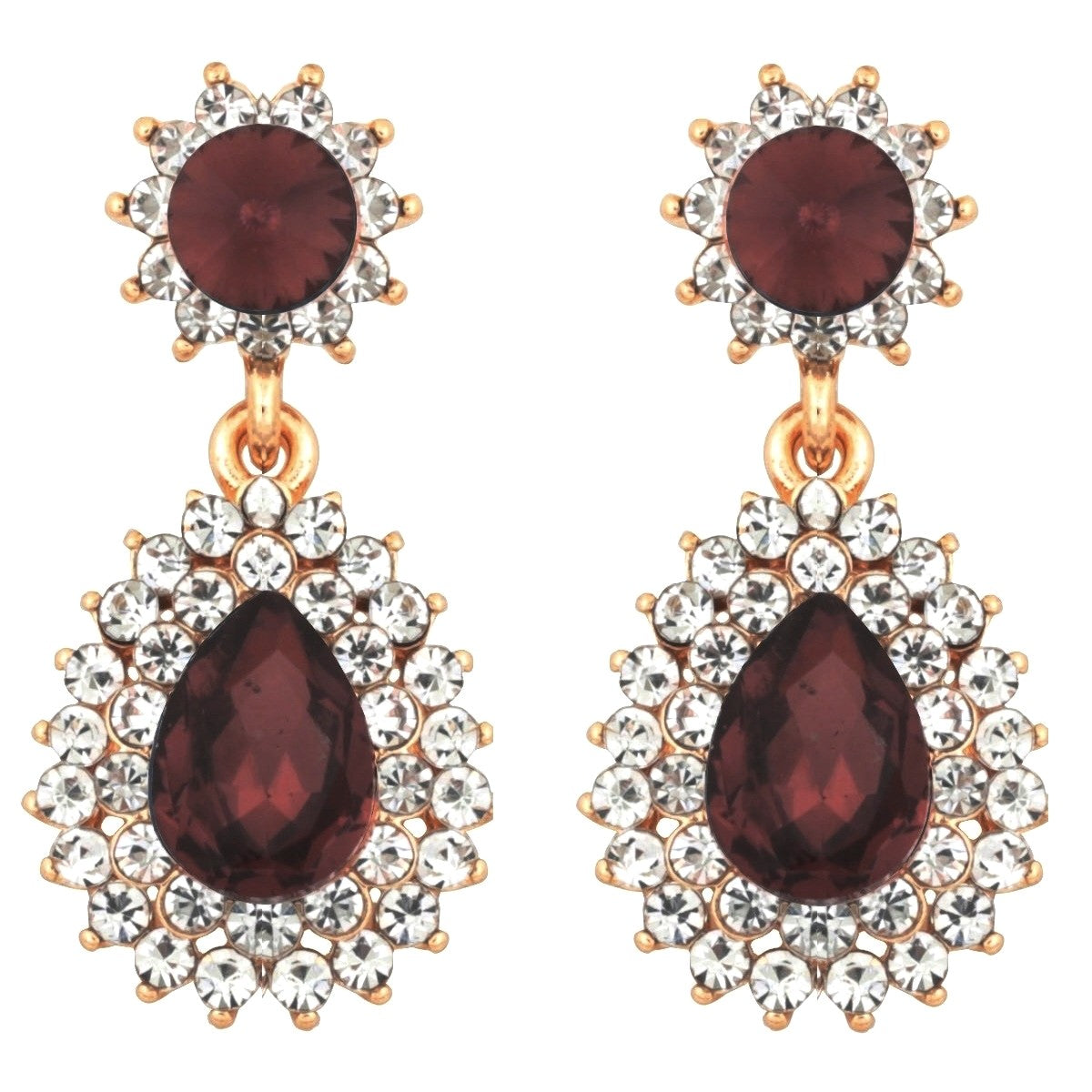 Brown Crystal Dangler Earrings for Fashionable Women and Girls