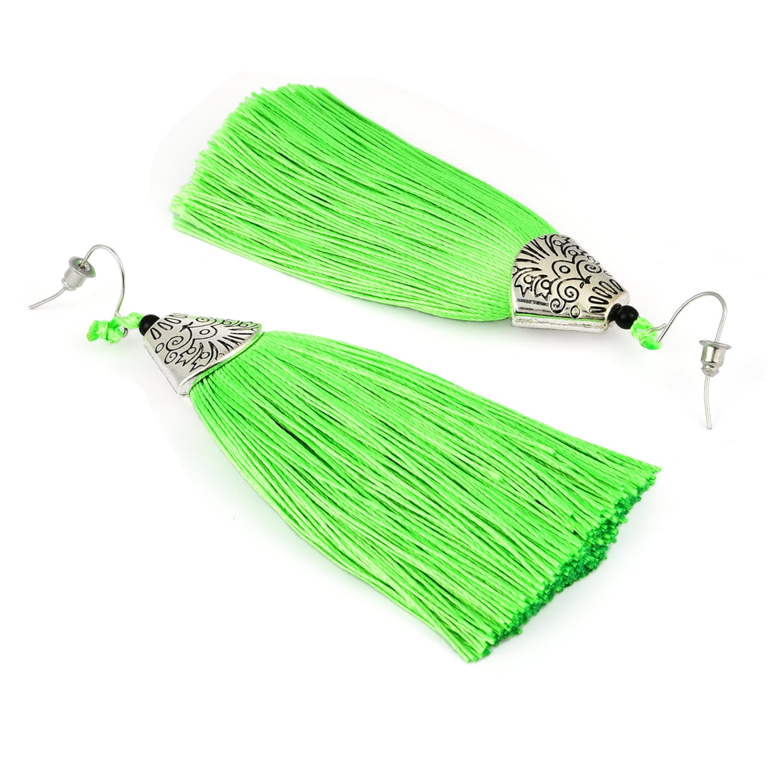 Green Long Tassel Earrings for Women