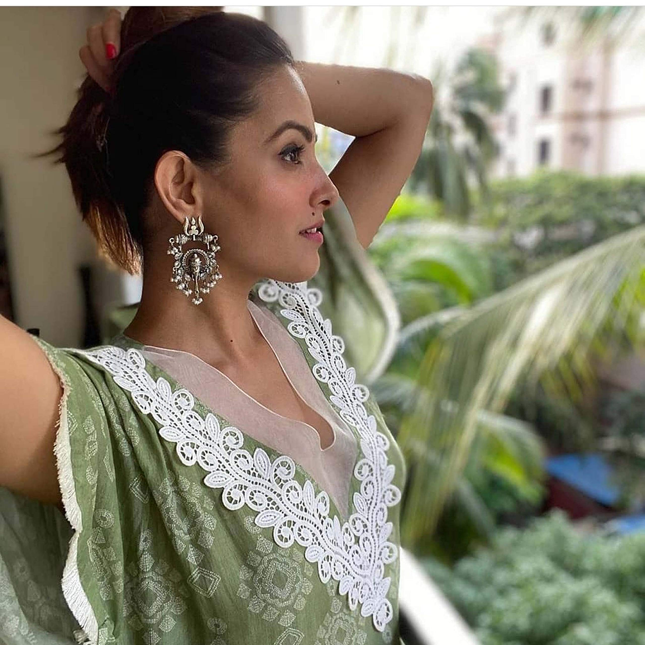 Oxidised Silver Trisul Drop Earrings CFE1294