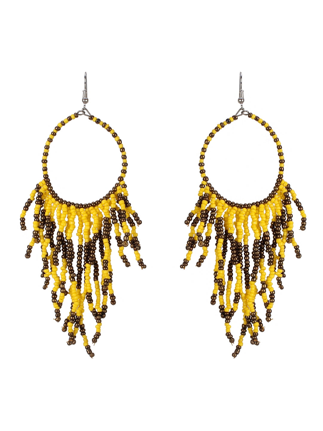 Faiza Tassel Earrings- Handmade Beaded Long Hoop Tassels Earrings for WOmen