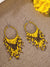 Yellow & Brown Beaded Tassels Hoop Earrings