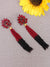 Scarlet Tassels Earrings in Black& Red-Elegant Crystal Stud Handmade Tassel Earrings