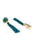 Elegant Green Crystal Stud Handmade Tassel Earrings