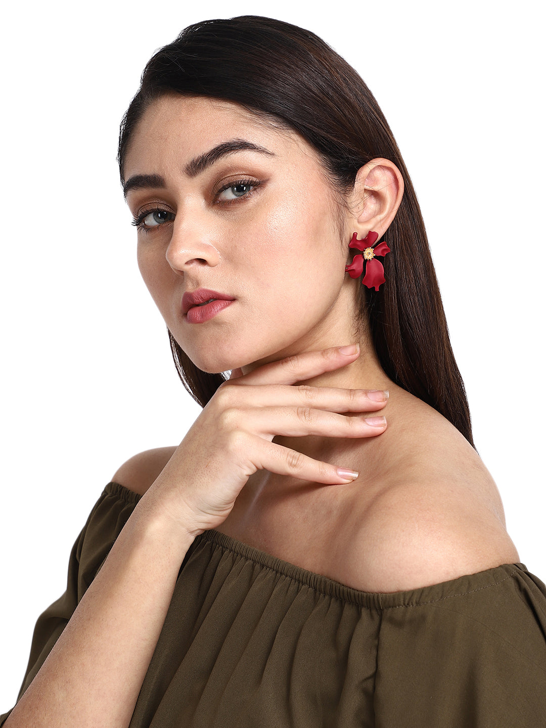 Lia Flower Stud Earrings-Statement enameled Flower Earrings for Women