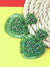 Boho Heart Shape Green Beaded Dangler Earrings